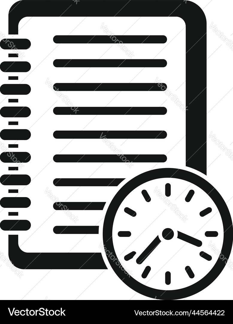 Timer notebook icon simple work project Timer notebook icon simple work project Vector Image