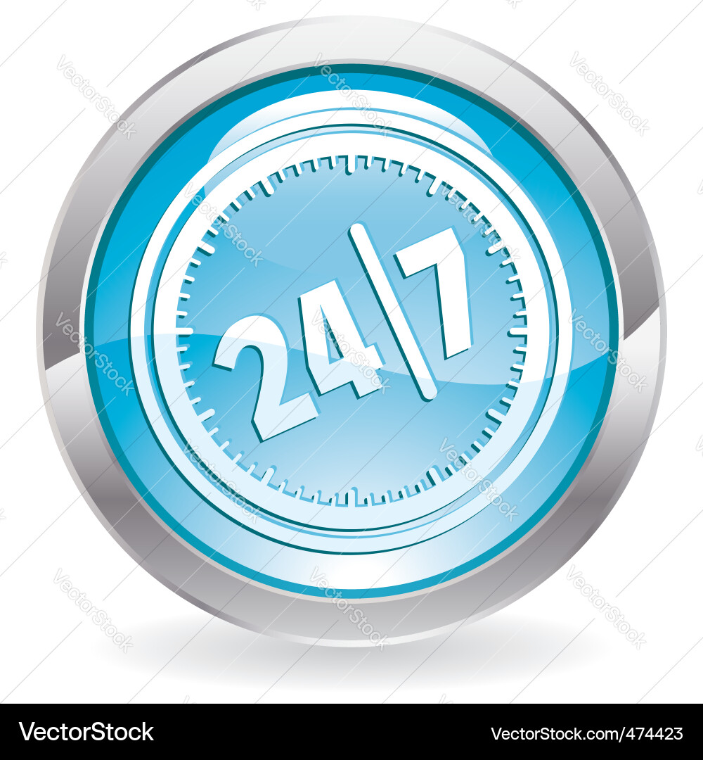 24/7 Support Button Vector Image