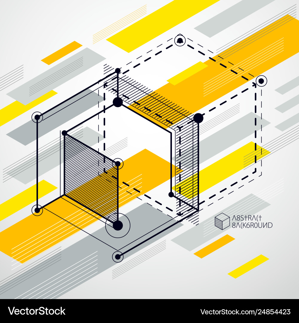 Abstract geometric 3d cube pattern and yellow Abstract geometric 3d cube pattern and yellow vector image