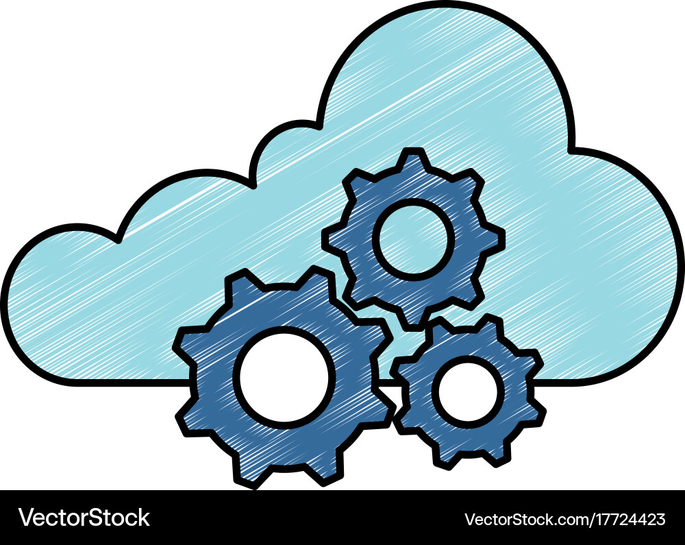 Cloud computing with gears Vector Image