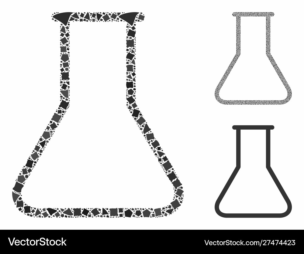 Empty flask mosaic icon bumpy items Empty flask mosaic icon bumpy items vector image