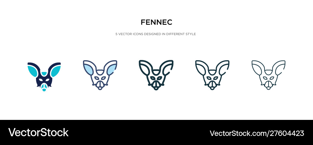 Fennec icon in different style two colored vector image