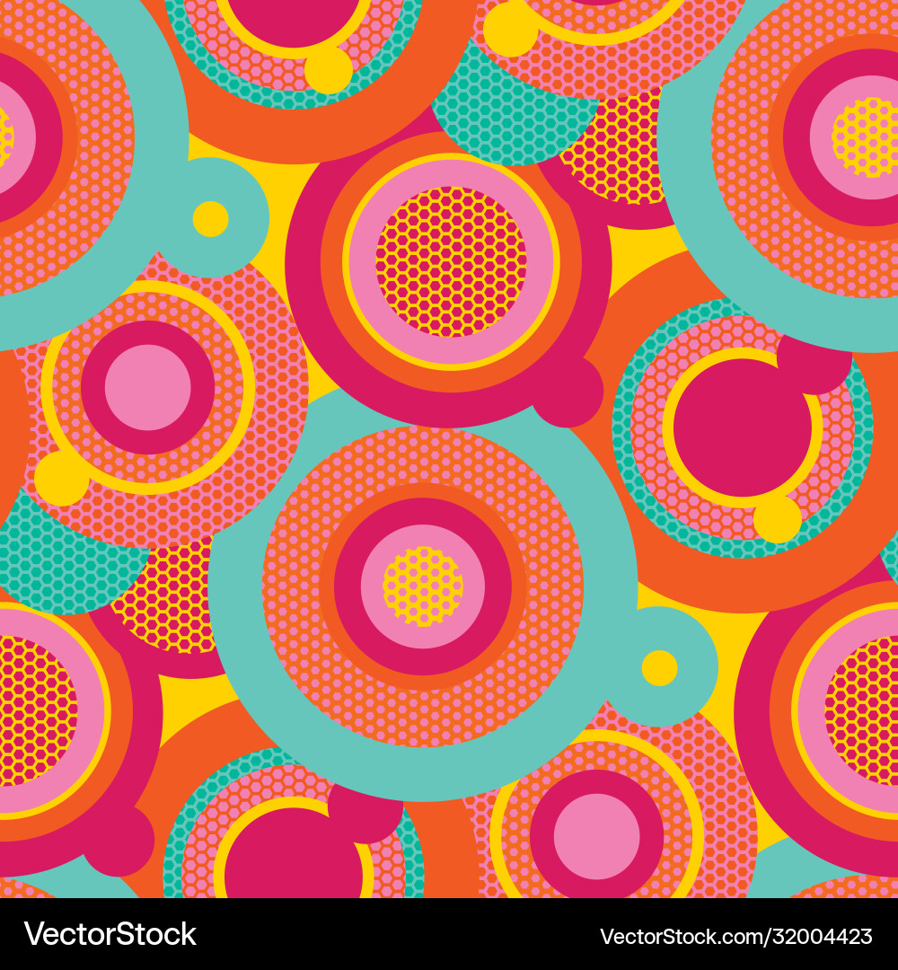 Fun colorful pop art circles seamless pattern Fun colorful pop art circles seamless pattern vector image