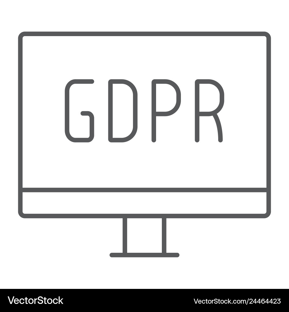 Gdpr monitor thin line icon computer and screen vector image