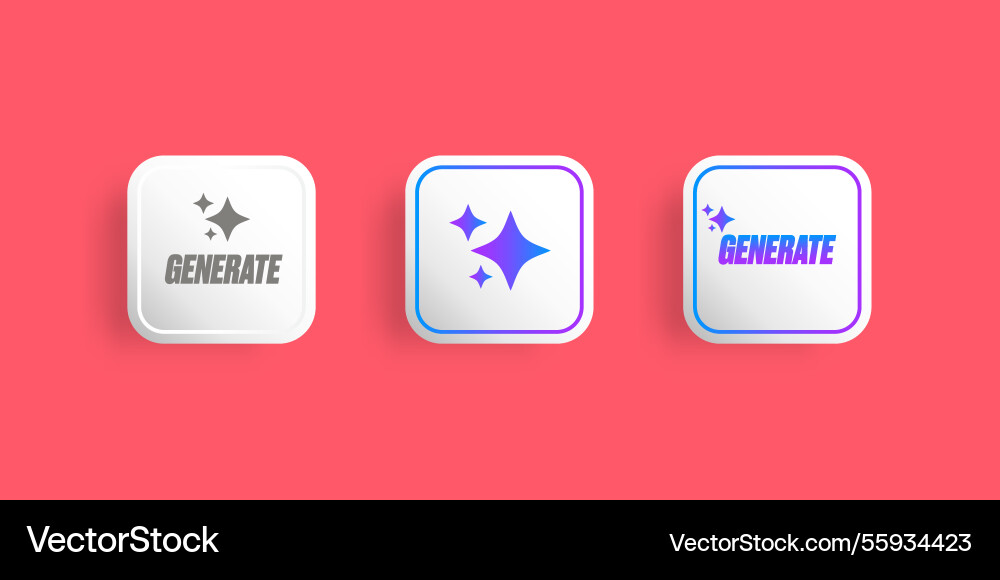 Generate button clean white ui element Generate button clean white ui element vector image
