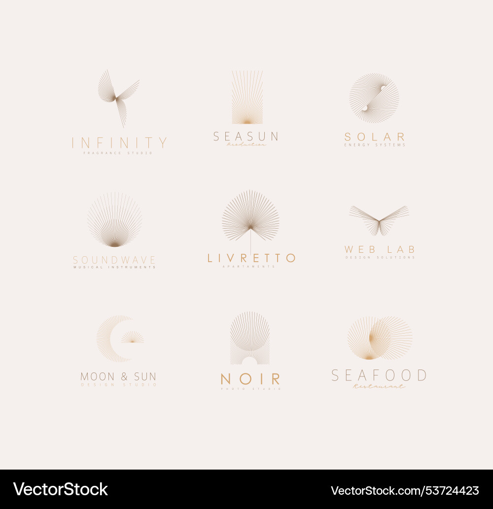 Geometric labels with text and thin lines light Vector Image