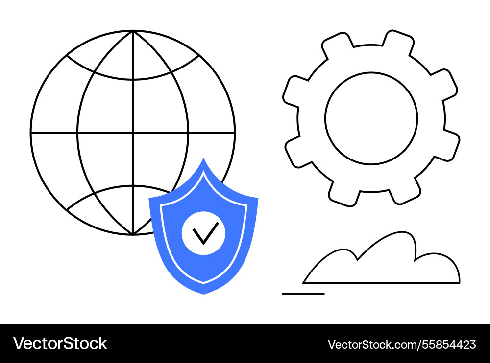 Global security and technology concept with shield Global security and technology concept with shield vector image