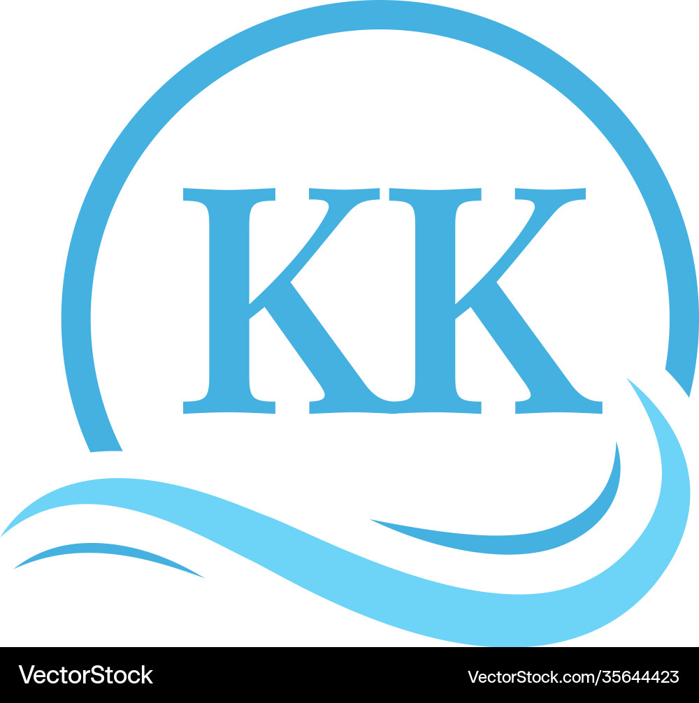 Kk lettering logo design in water wave modern Kk lettering logo design in water wave modern vector image