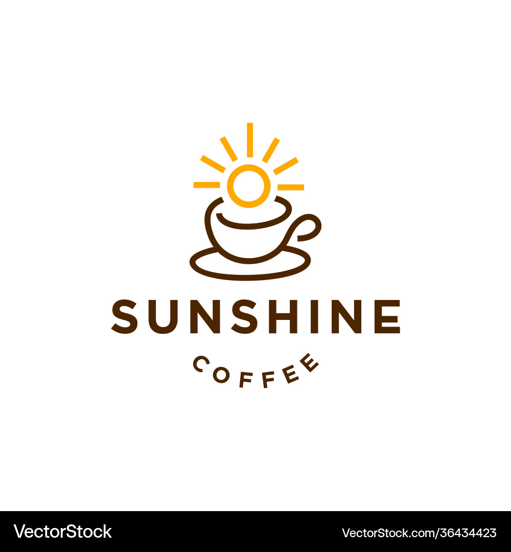 Minimal coffee or tea morning sunshine line logo Minimal coffee or tea morning sunshine line logo vector image