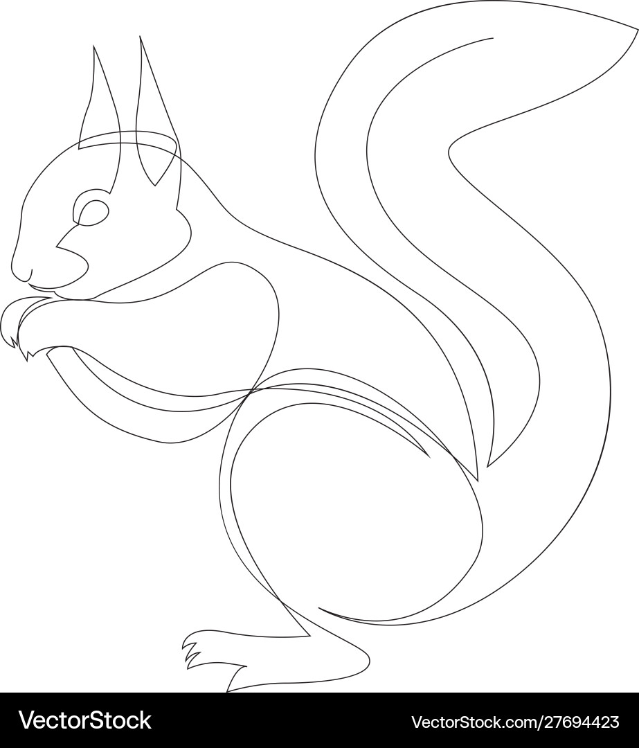 One line squirrel drawing in minimal One line squirrel drawing in minimal Vector Image