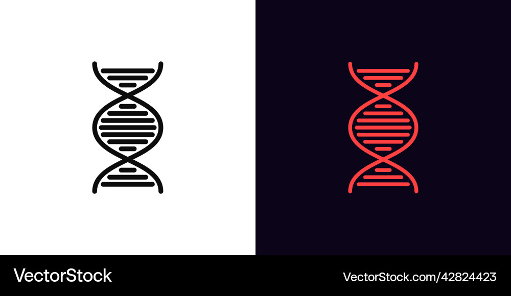 Outline dna icon with editable stroke linear Outline dna icon with editable stroke linear vector image