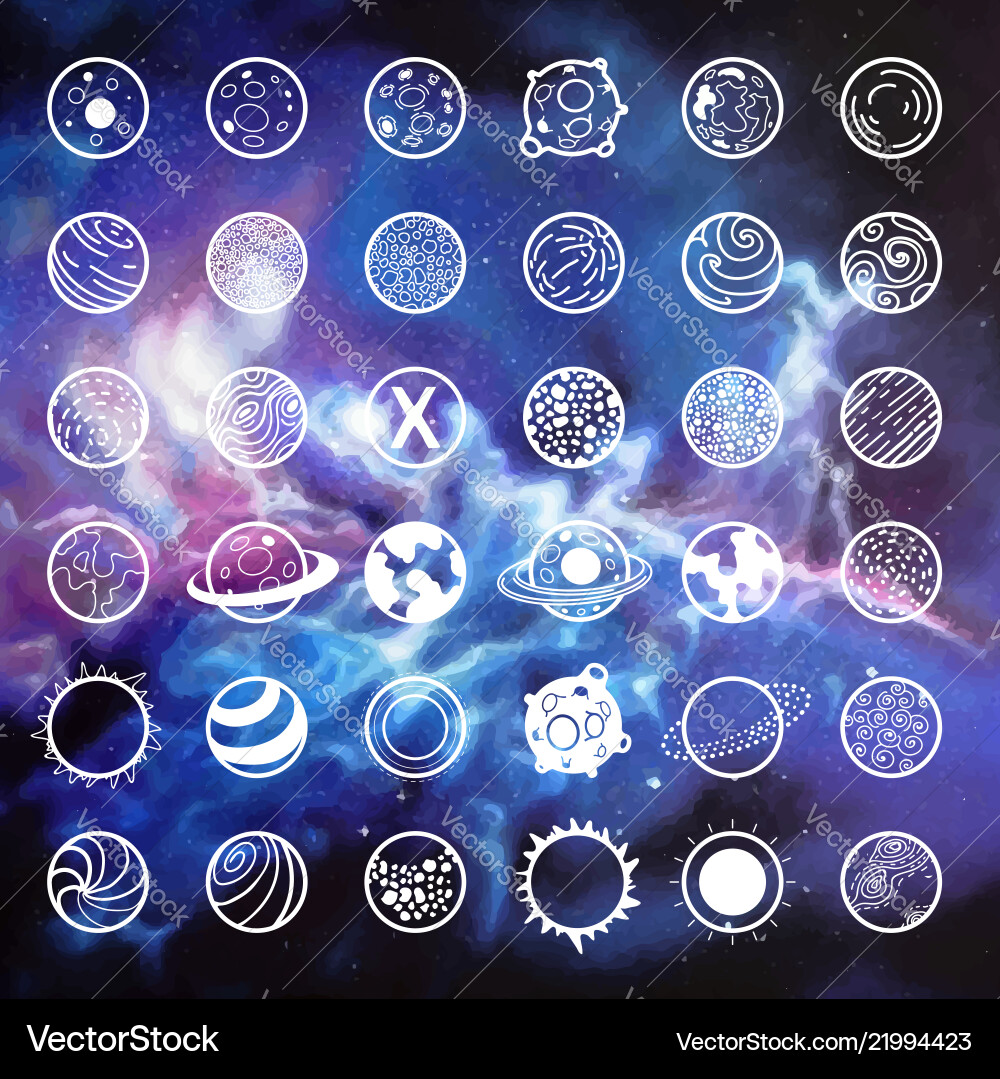 Planets icon set vector image