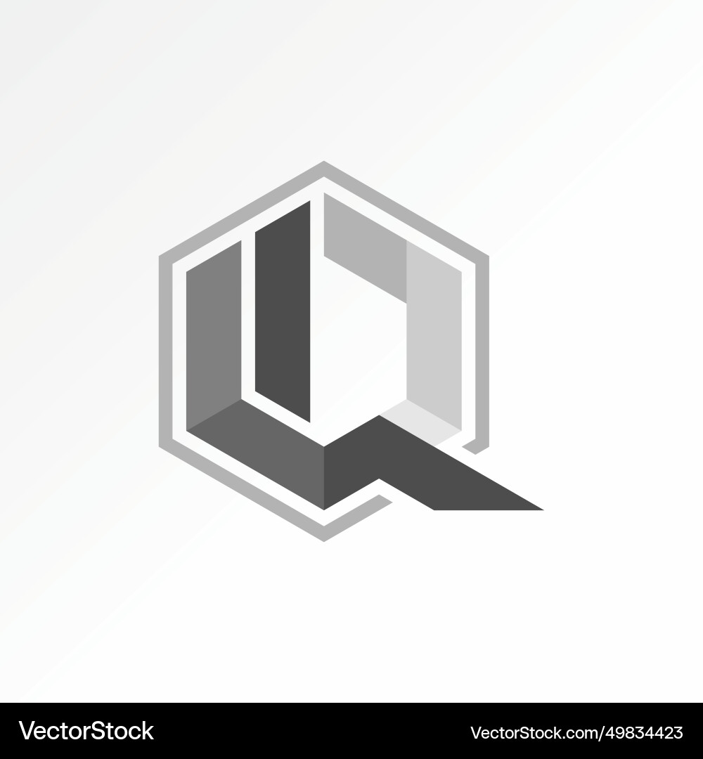 Stock unique initial letter iq font hexagon line Stock unique initial letter iq font hexagon line vector image