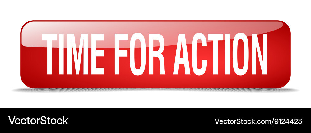 Time for action red square 3d realistic isolated vector image