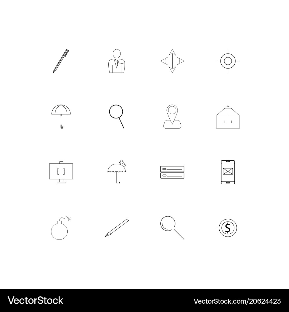 Web and text simple linear icons set outlined Vector Image