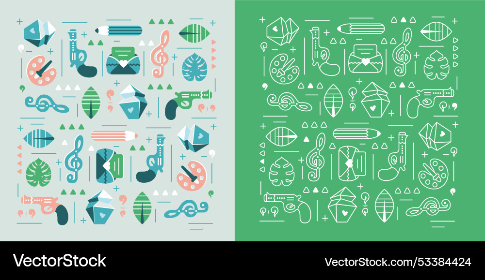 A set of icons in pattern A set of icons in pattern vector image