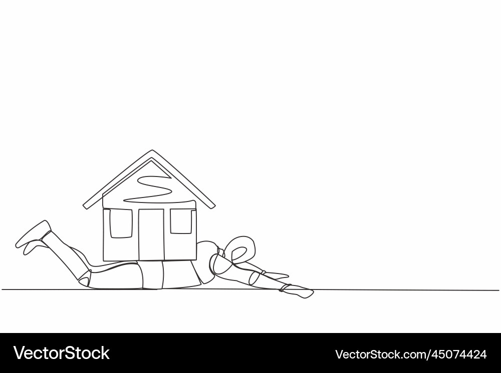 Continuous one line drawing stressed robot under vector image