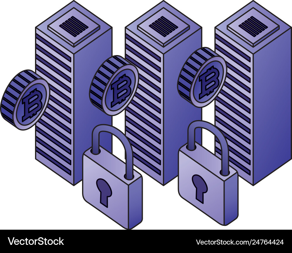 Dataserver center bitcoin security network vector image