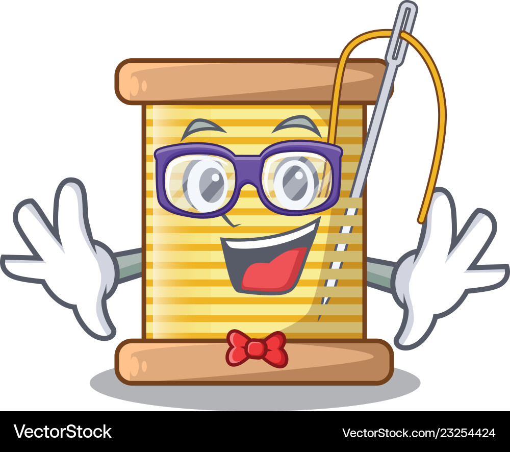 Geek bobbins with thread on spool character Geek bobbins with thread on spool character Vector Image