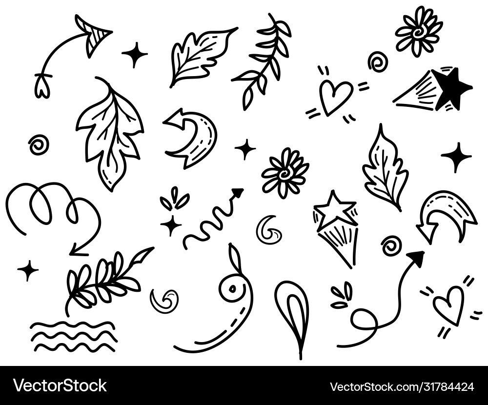 Hand drawn set abstract doodle elements Royalty Free Vector