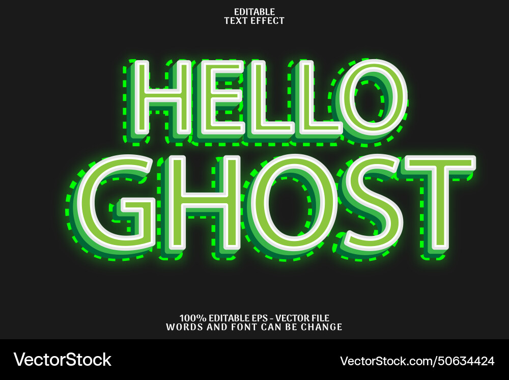 Hello ghost editable text effect neon style Hello ghost editable text effect neon style vector image