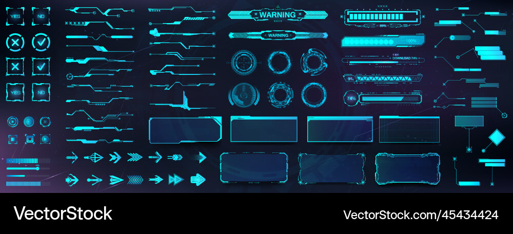 Hud - futuristic user interface elements for gui vector image