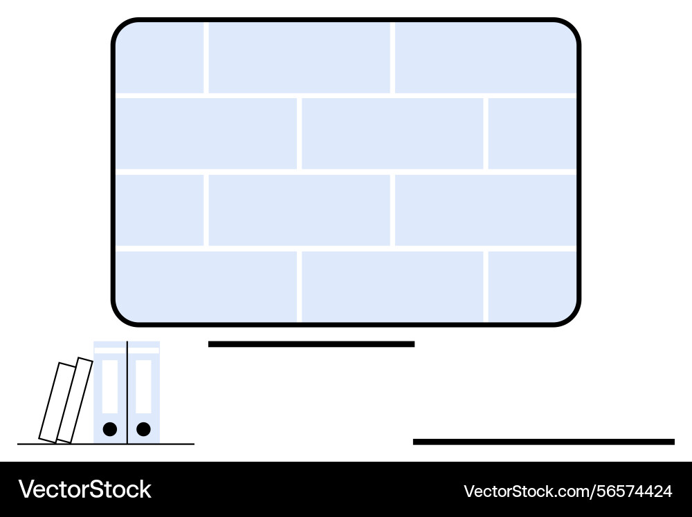 Minimal desk setup with books file binders Minimal desk setup with books file binders vector image