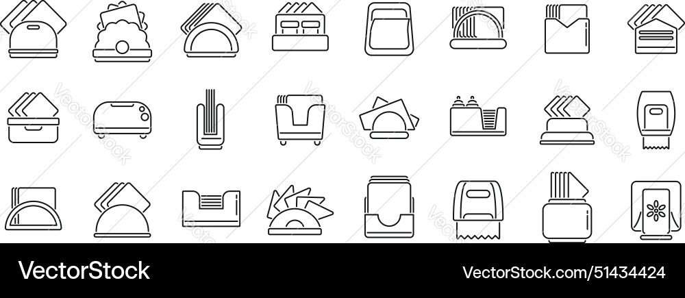 Napkin holder icons set a collection Napkin holder icons set a collection vector image