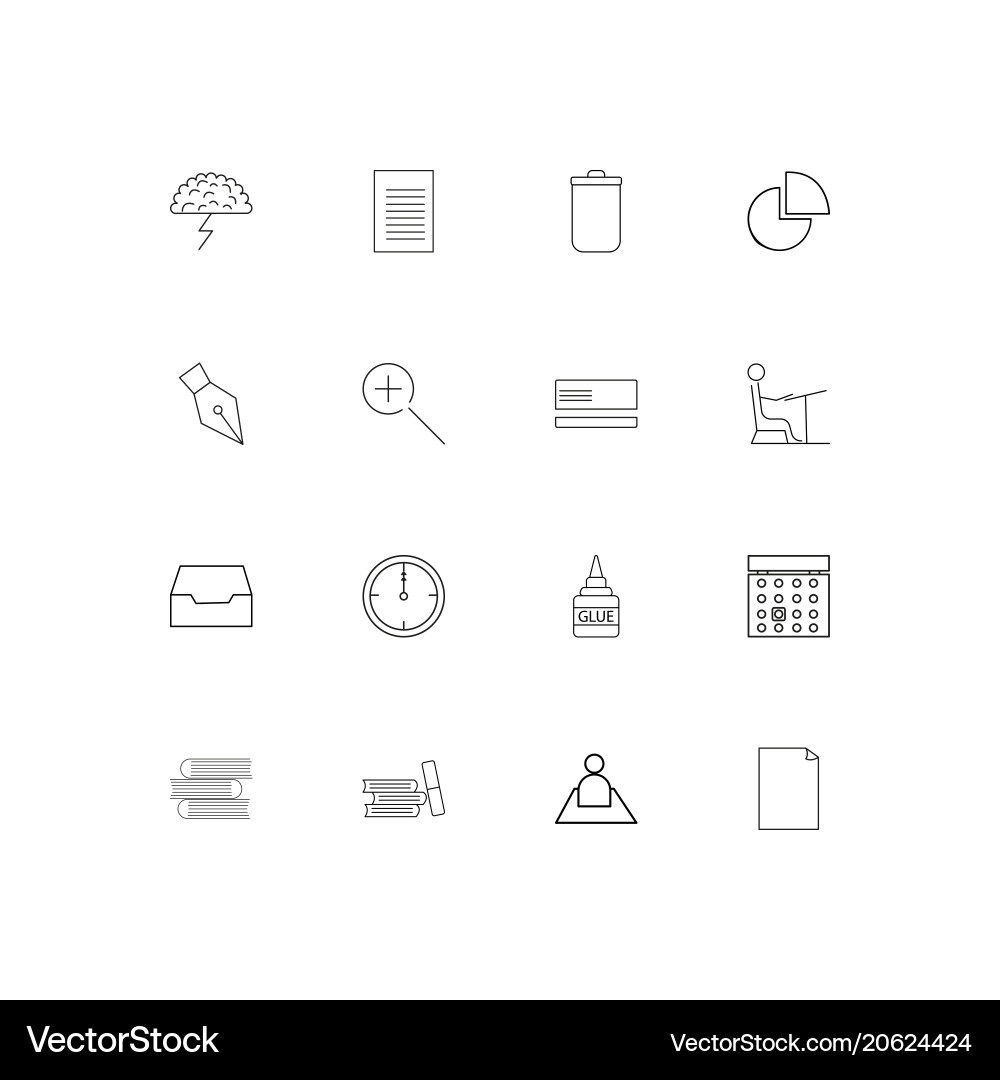 Office simple linear icons set outlined vector image