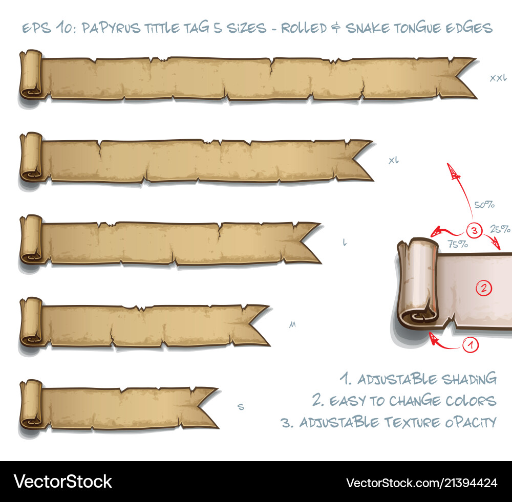 Papyrus Scroll Tags - Five Sizes vector image