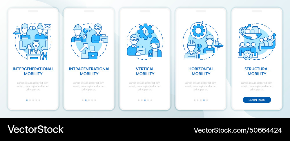 Patterns of social mobility blue onboarding Patterns of social mobility blue onboarding vector image