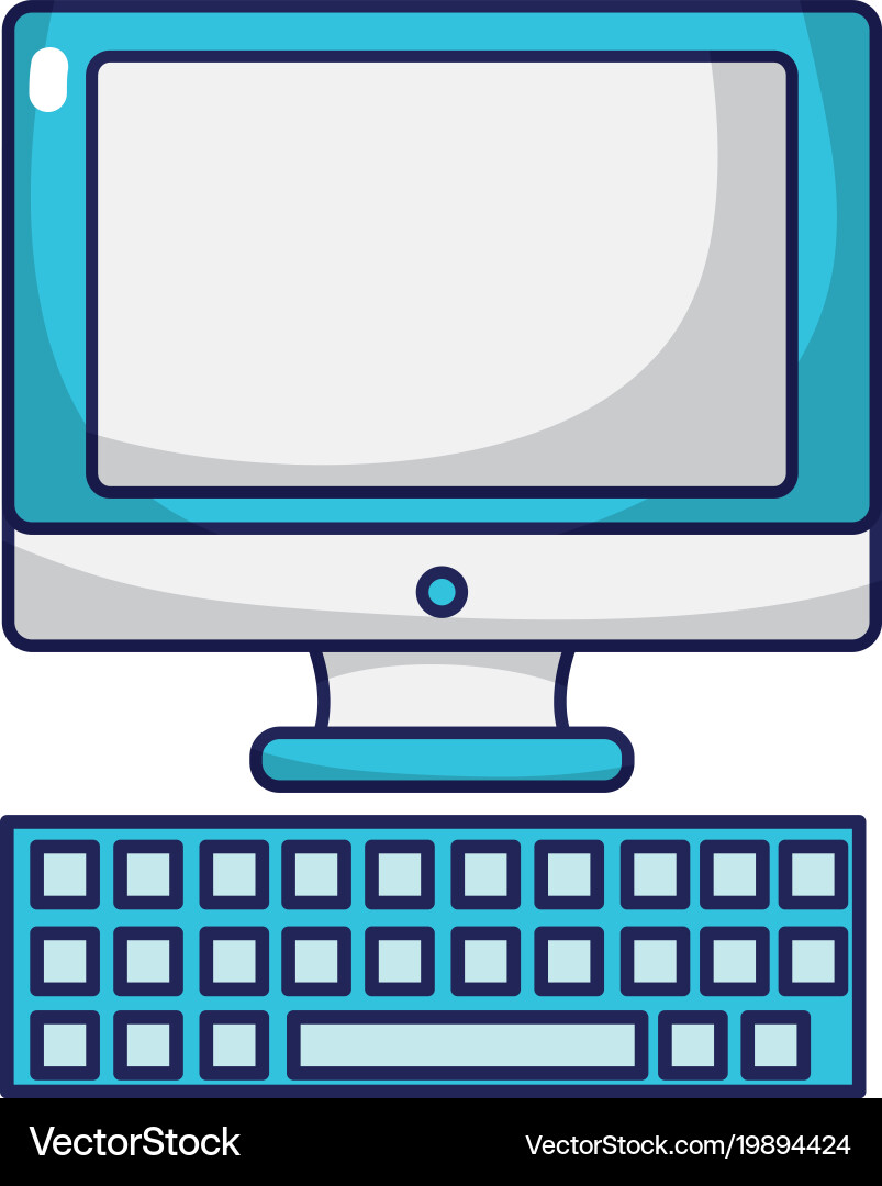 Screen computer with keyboard technology icon vector image