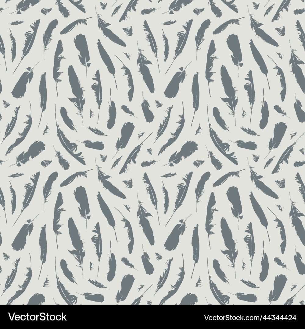Seamless pattern with grey boho feathers Seamless pattern with grey boho feathers vector image