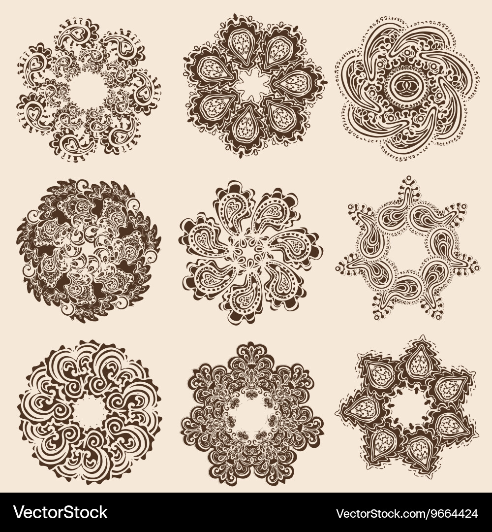 Set of round pattern vector image