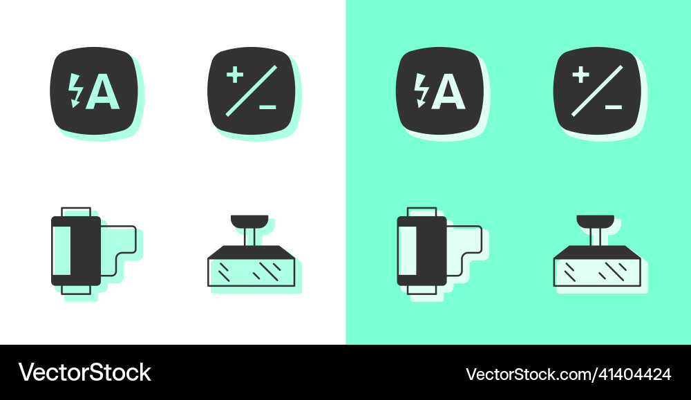 Set softbox light auto flash camera roll Vector Image