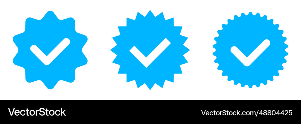 3 blaue Verifikationsabzeichen für soziale Netzwerke 3 blaue Verifikationsabzeichen für soziale Netzwerke Vektorbild