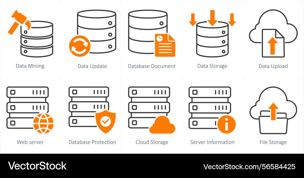 A set of 10 seo icons as data mining update vector image