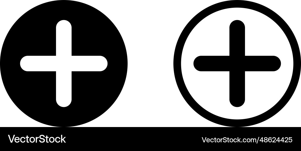 Add icon set in two styles plus Add icon set in two styles plus vector image