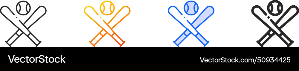 Baseball iconthin linear gradient blue stroke Vector Image