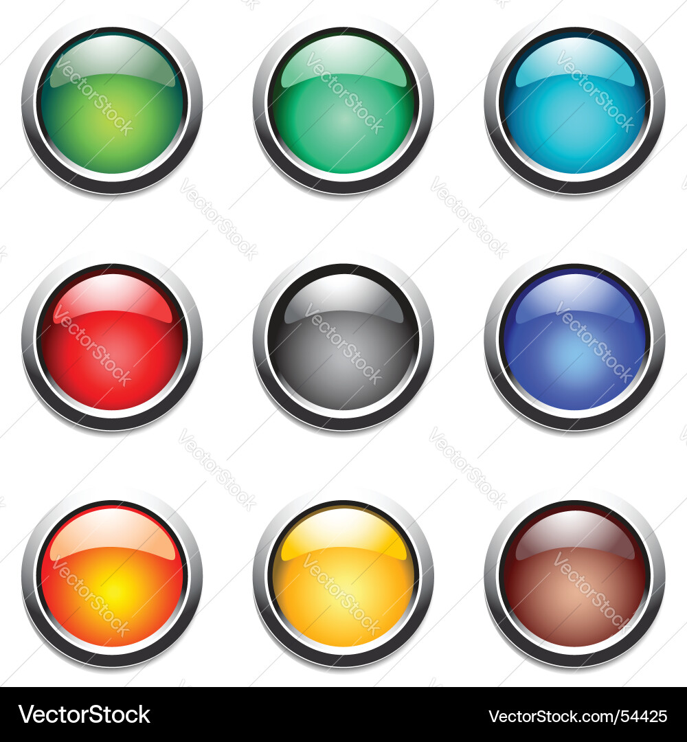 Colorful Round Buttons Set Vector Image