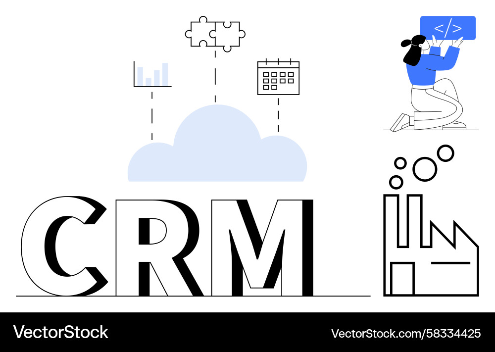 CRM Analytics & Cloud Integration Vector Image