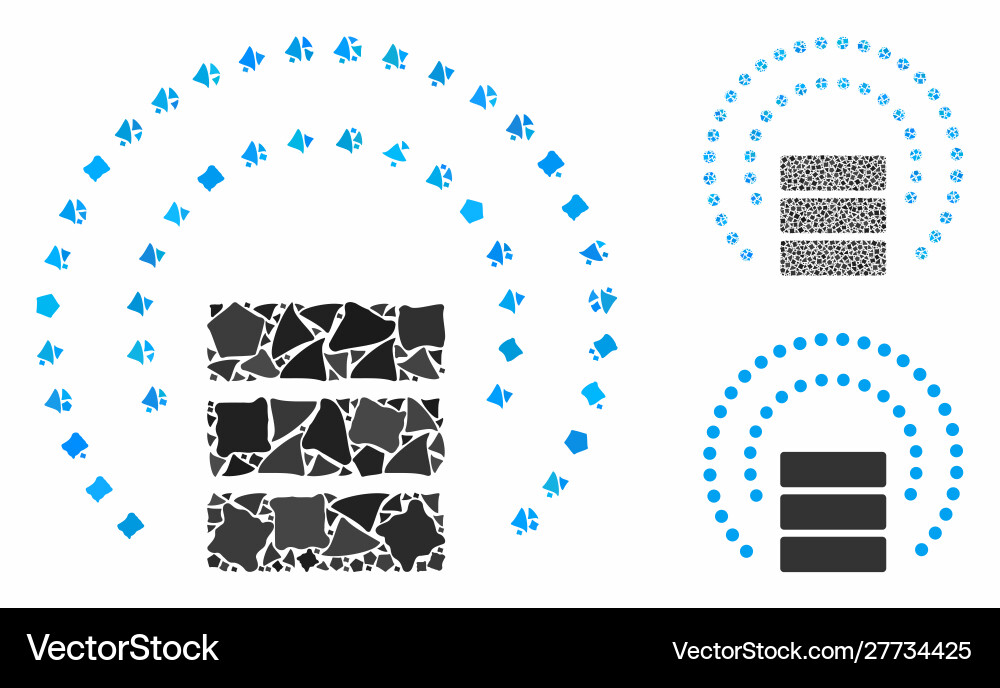Database sphere shield mosaic icon rough pieces Database sphere shield mosaic icon rough pieces vector image