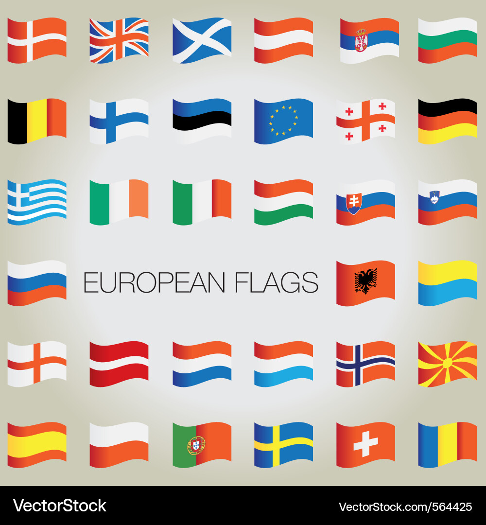 Flags of Europe with Wave Patterns vector image