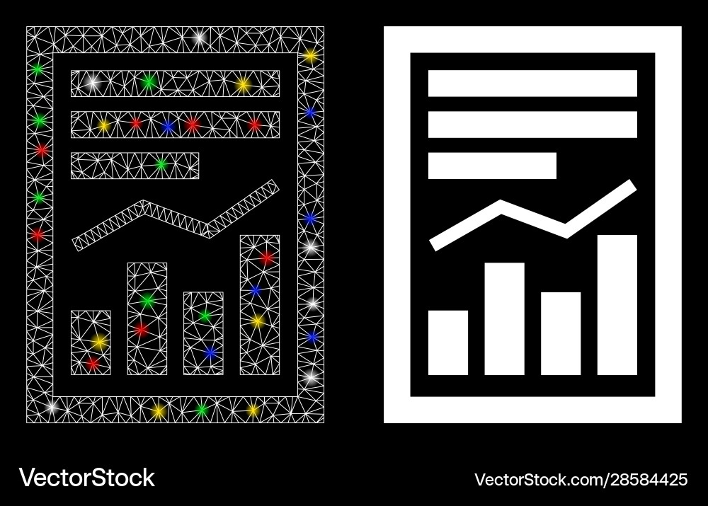 Flare mesh network chart report page icon Flare mesh network chart report page icon vector image