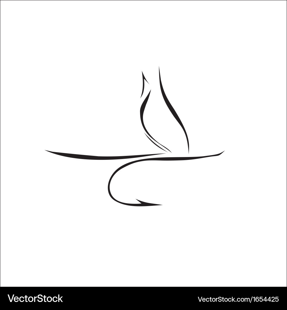 Fly Fishing Silhouette on White Vector Image