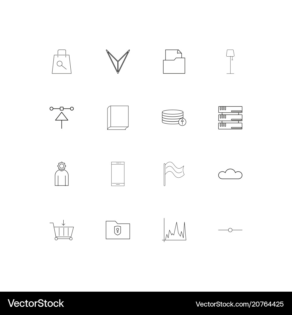 Internet technologies linear thin icons set Vector Image