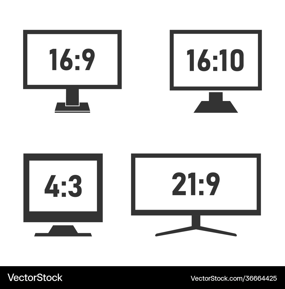 Monitor aspect ratio size computer or tv display Monitor aspect ratio size computer or tv display vector image