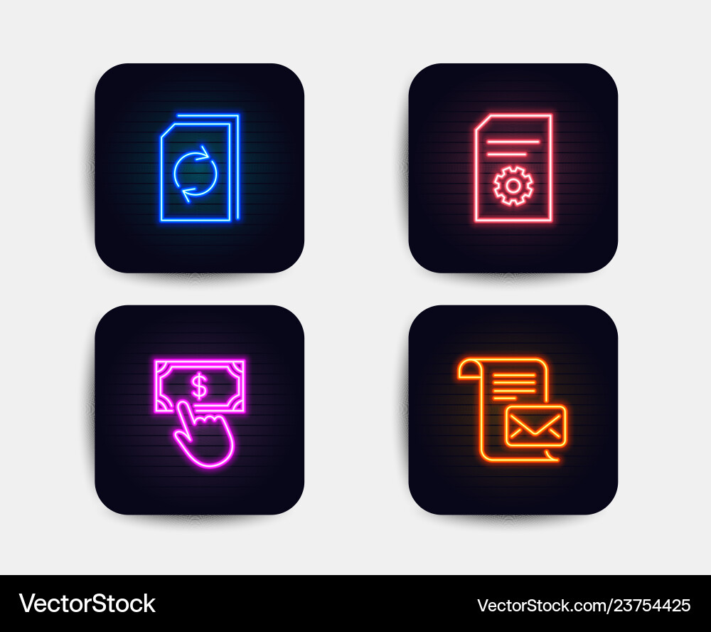 Neon glow lights set payment click file settings Neon glow lights set payment click file settings vector image