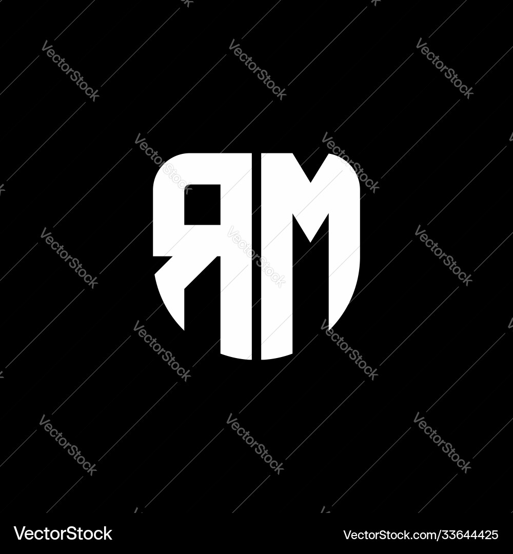 Rm logo monogram with circular shape shield vector image