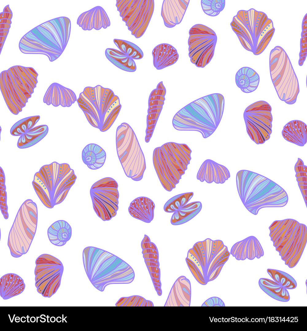 Seamless pattern with sea shells Vector Image